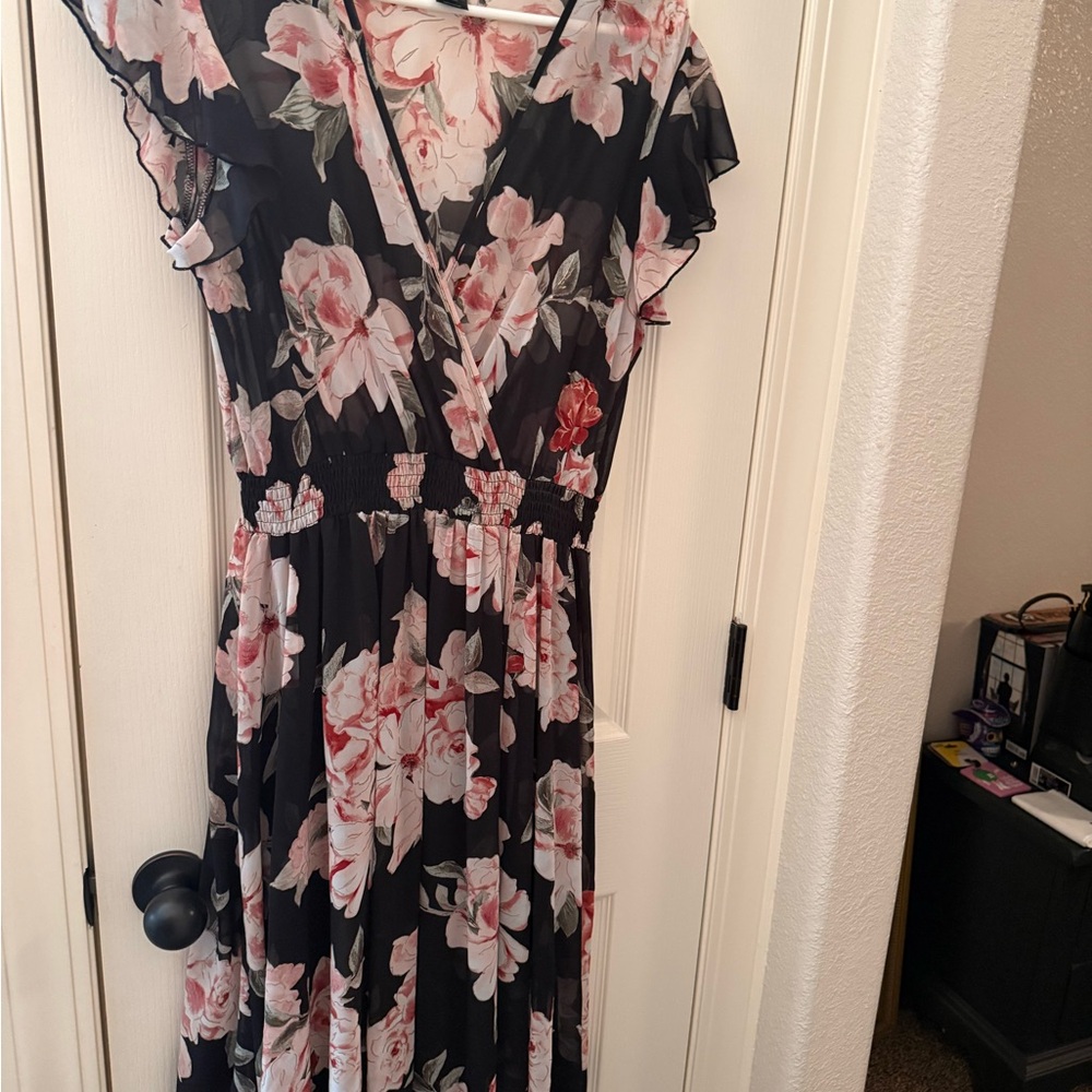 Floral Black and Pink Dress